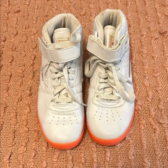 Fila Kids High-Top Sneakers - White and Orange - Picture 2 of 4